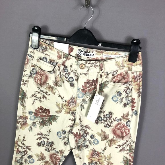 Code Bleu Tan Floral Chelsea Classic Straight Jeans Size 6P - Picture 2 of 11